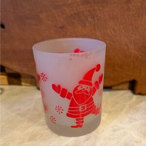 Vintage Retro Festive Santa Frosted Glass